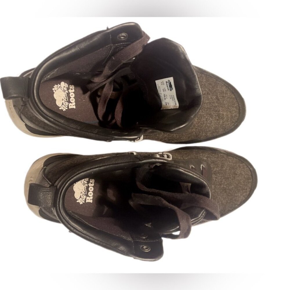 Vintage Roots Black Grey Athleisure Classic hiking Leather fabric Sneakers 11 - Picture 6 of 7